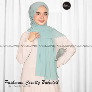 Aliyar by Awliya Pashmina Ceruti Babydoll Premium Original Bahan Ceruti Babydoll Import Ukuran 75x175 cm Hijab Fashion Hijab Indonesia