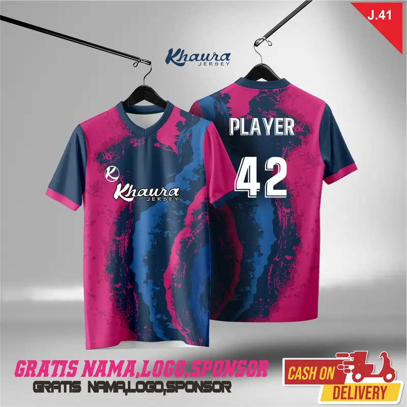 Jersey custom BluePink Jersey Futsal Jersey sepakbola Olahraga Pakaian Sport jersey  sepak bola 2024 2025 1