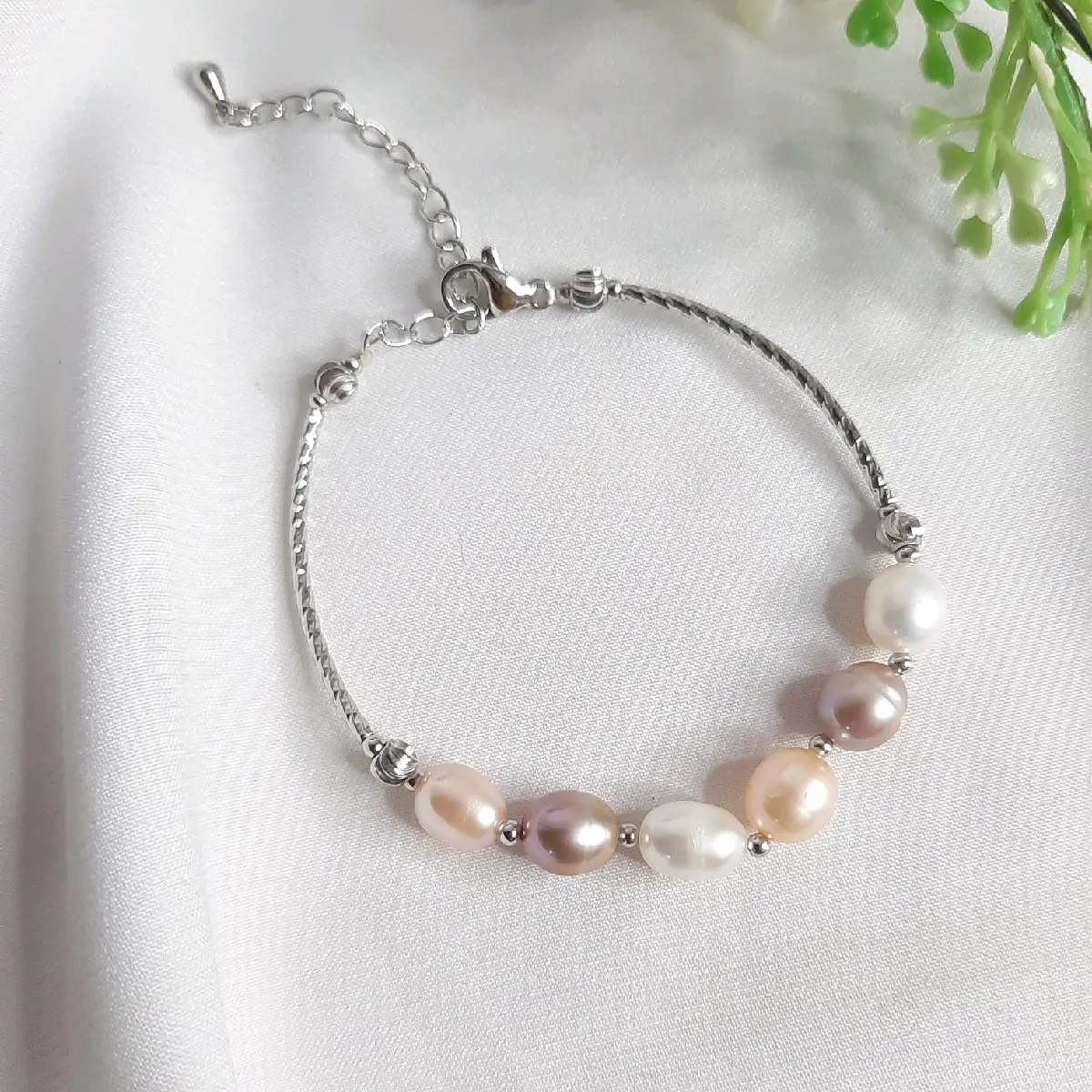 gelang cantik mutiara oval air tawar asli