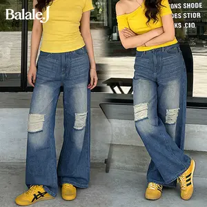 Balale.j Highwaist Loose Jeans Wanita - Celana Jeans Wanita Sobek - Baggy Jeans Hangover 2120