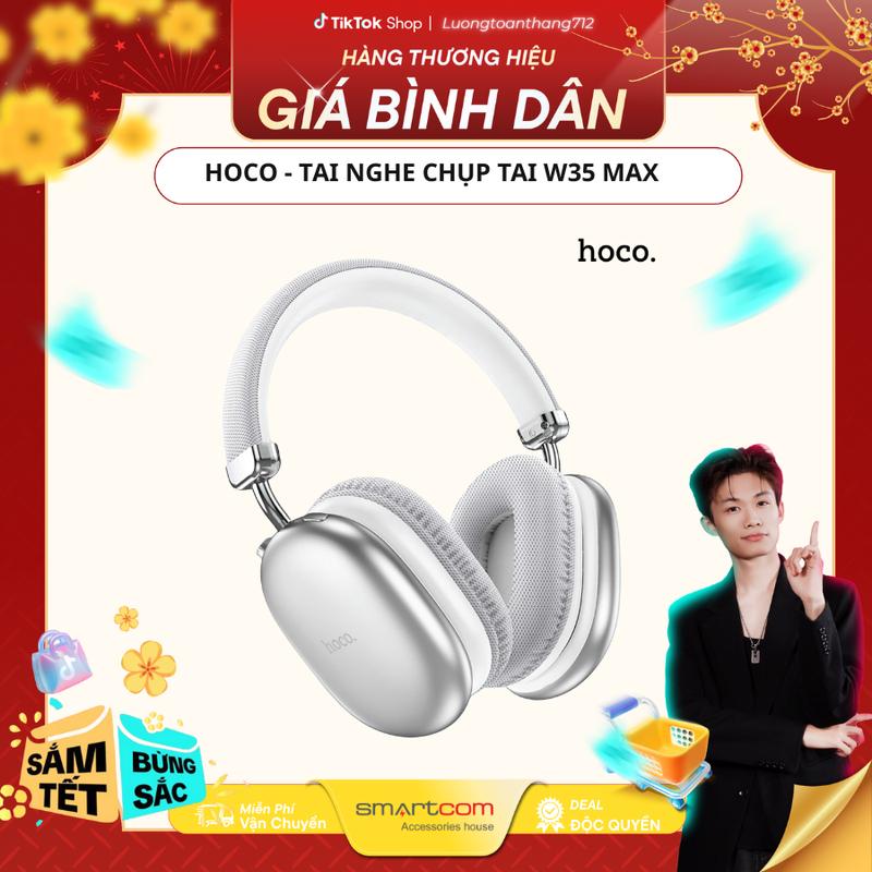   Smartcom x Luongtoanthang  Tai nghe trùm W35 Max HOCO - Nghe nhạc chất lượng cao - 3 màu - Headphone trẻ trung dung lượng pin lớn tainghe  chuptai airpods pro Bluetooth chống ồn 