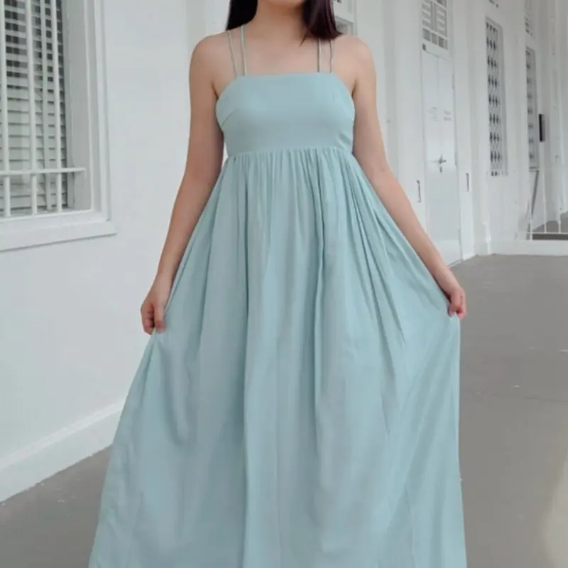 Criss Cross Maxi Dress (Aqua)