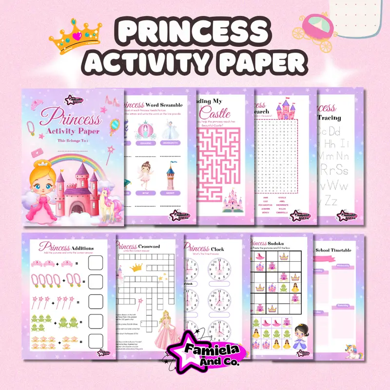 ACTIVITY PAPER PRINCESS - 10 Lembar Glossy + Gratis Spidol Penghapus & Plastik Hologram 1