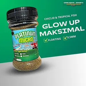 Platinum Micro pelet pakan ikan hias, pakan glowfish, pakan molly, pakan koki, koki aquarium ikan hias aquascape pelet Apung pelet tenggelam