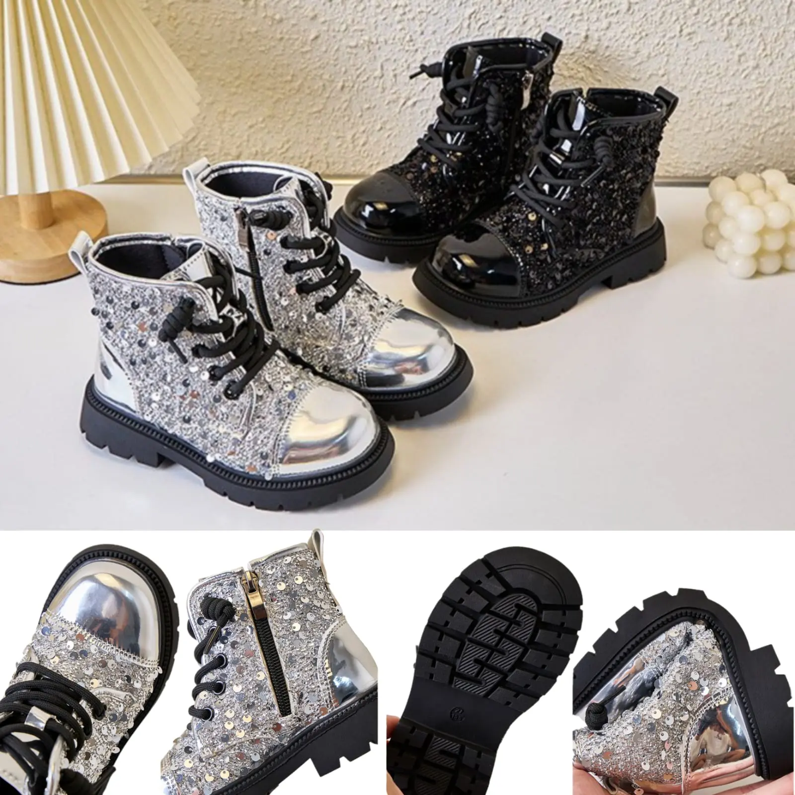 SEPATU BOOT ANAK PEREMPUAN IMPORT SEQUIN GLOSSY Fashion boots  pink sepatu  anak  tk  perempuan  5–6  ala  korea Kaki