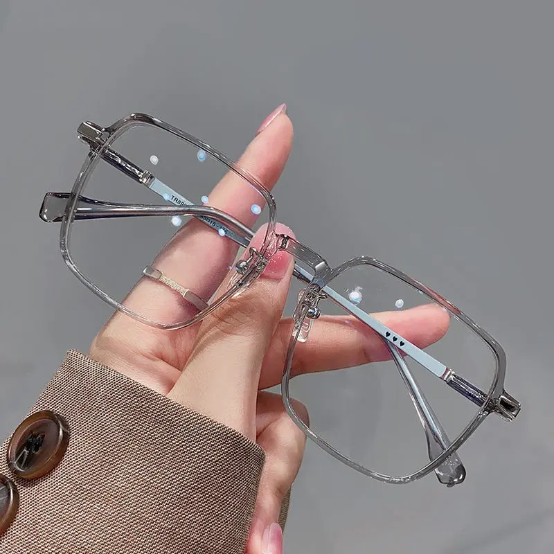 Kacamata miopia mode retro persegi membuat wajah tampak lebih kecil perlindungan radiasi -0,25 ~ -3,25 kacamata hitam unisex ringan dan nyaman 2055-1 C 0