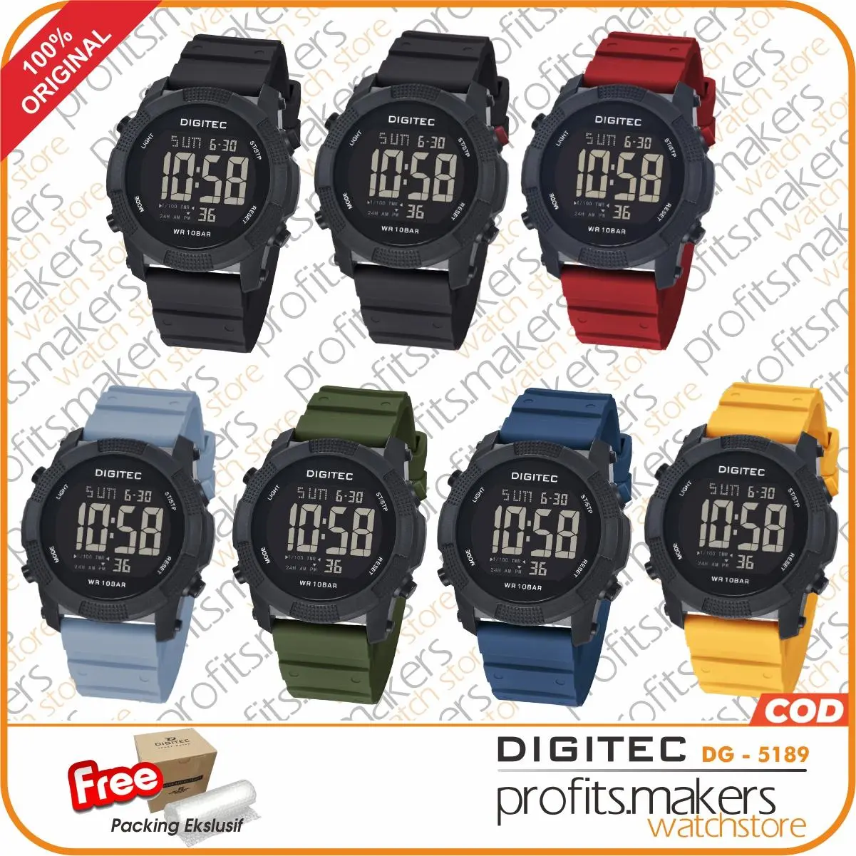 DIGITEC DG 5189 / DG-5189 / DG5189 Digital Watch Jam Tangan ORIGINAL NEW 5189 Pria Rubber