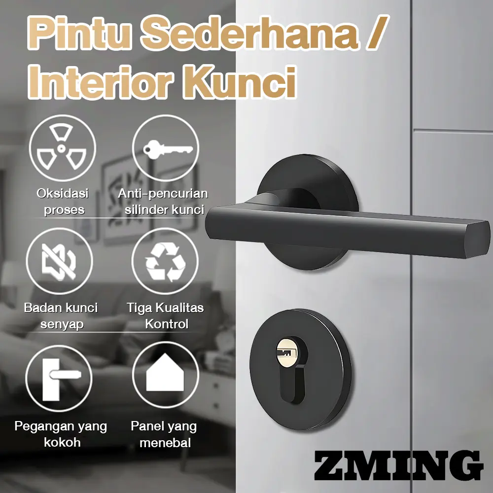 Kunci Pintu Misah / Kunci Pintu Set Stainless Steel /Gagang Pintu Pisah / Handle Pisah Pintu Rumah /  Kunci Pintu Pisah Stainless 304