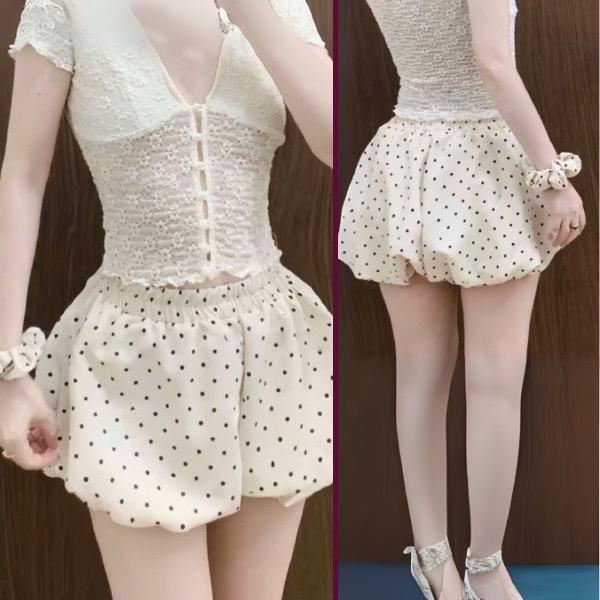 [DEAL MỞ BÁN] Quần short bí chấm bi dáng bồng dễ thương nữ tính xinh xắn - Teen
