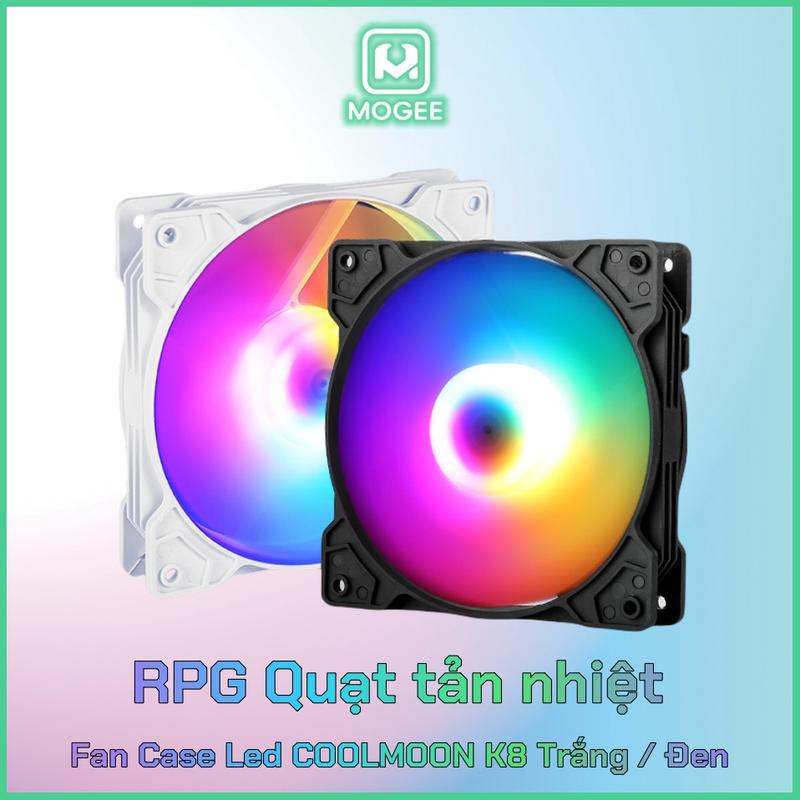 Quạt tản nhiệt Fan Case Led MOGEE K8 Trắng Đen Bảo Hành 3 Tháng Tặng Kèm 4 Ốc Led 7 Màu