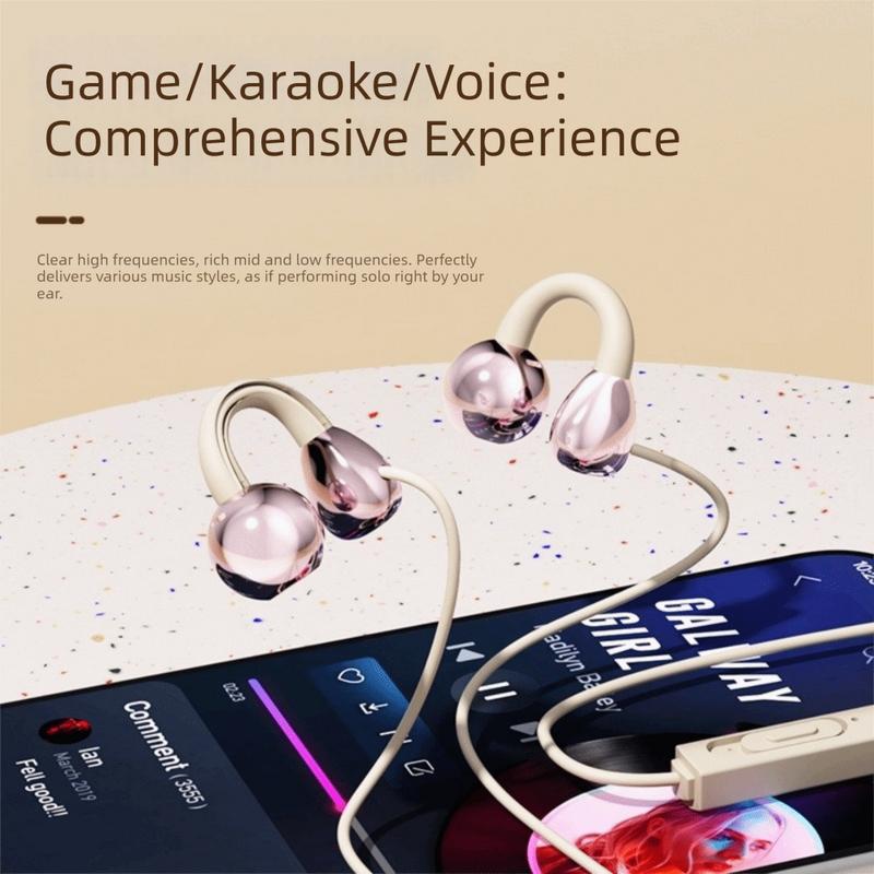 Tai nghe kẹp tai Loại kẹp tai Tai nghe có dây HiFi Điều khiển bằng dây Tai nghe kẹp tai Giọng nói HD 3.5mm/Type-C Tai nghe không nhét tai Tai nghe chơi game