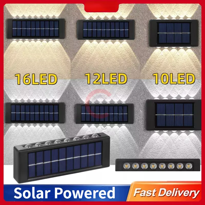 LED Solar Wall Lights Deck Lamp Outdoor Garden Yard Patio Pathway Step Stair Fence Lamps Waterproof for Courtyard Street Landscape Garden Decoration Wall Lamp