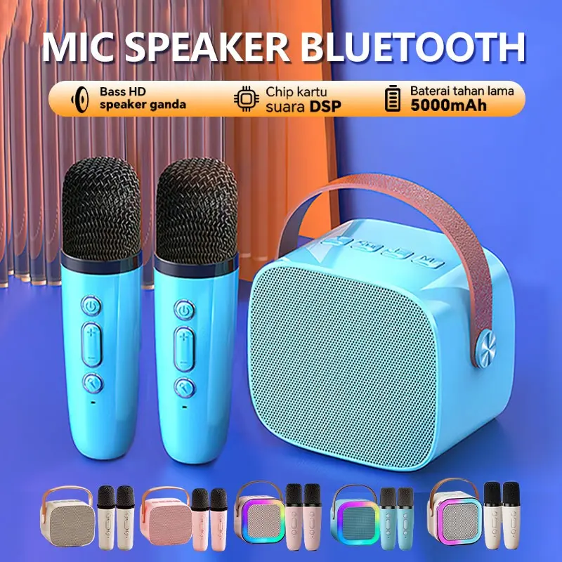 100% Original mini Karaoke speaker bluetooth Bass K1 Microphone Premium set lengkap speaker bluetooth mic wireless