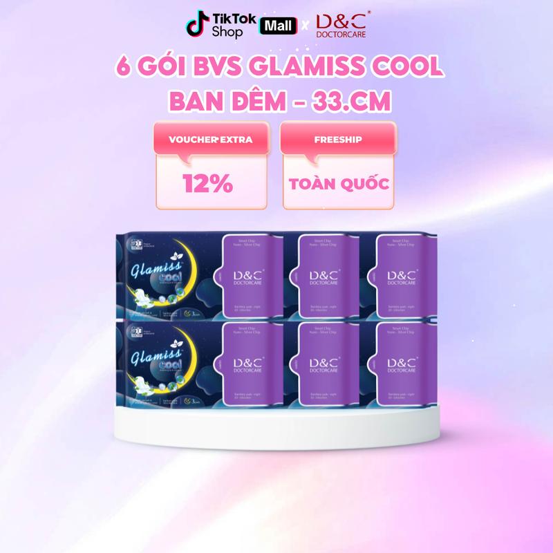 Combo 6 gói băng vệ sinh ban đêm mát lạnh Glamiss Cool  33.5cm