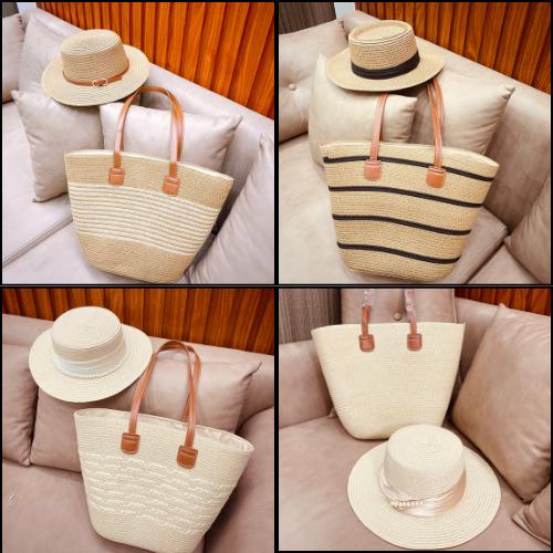 Combo MŨ+TÚI QCCC Đi Biển Hot Trend 2025 , Túi Cói Vintage Có Khóa Kéo, Sang Chảnh Phong Cách Trẻ Trung