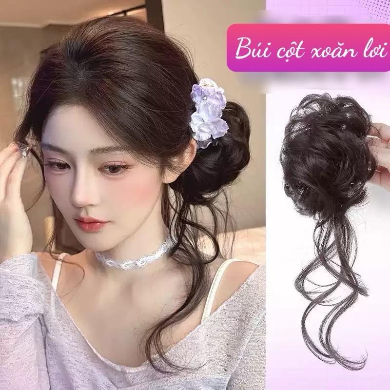  Búi cột lơi xoăn dày cao cấp dành cho nữ tóc giả wig 