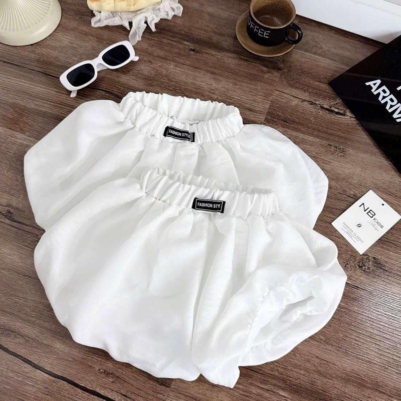 (Shopmesockids ) Quần áo hè,Sét áo xám mix quần trắng kiểu dáng bí phong cách Hàn cho bé gái 5
