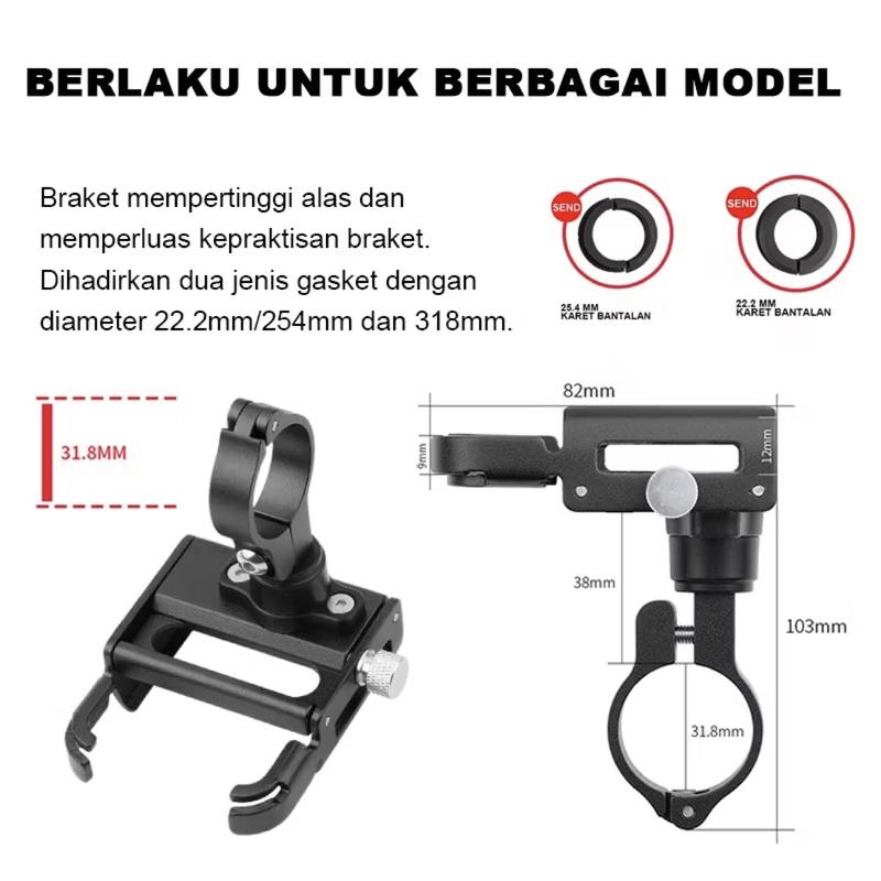 ZACRO Phone Holder GUB P30 - Holder Handphone Motor Sepeda Hitam 3