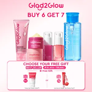 Glad2Glow PROMO 7IN1 BUNDLE - Brightening Moisturizer+Micellar Water+Niacinamide Cleanser+Brightening Serum+Retinol Serum+Retinol Moisturizer Paket Lengkap Skincare Mencerahkan Melembabkan Merawat Kulit Berjerawat Anti Aging Semua