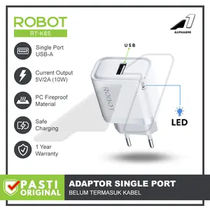 ROBOT Adaptor Kepala Charger RT-K8S Casan Charger HP 12W Quick Charging Adapter