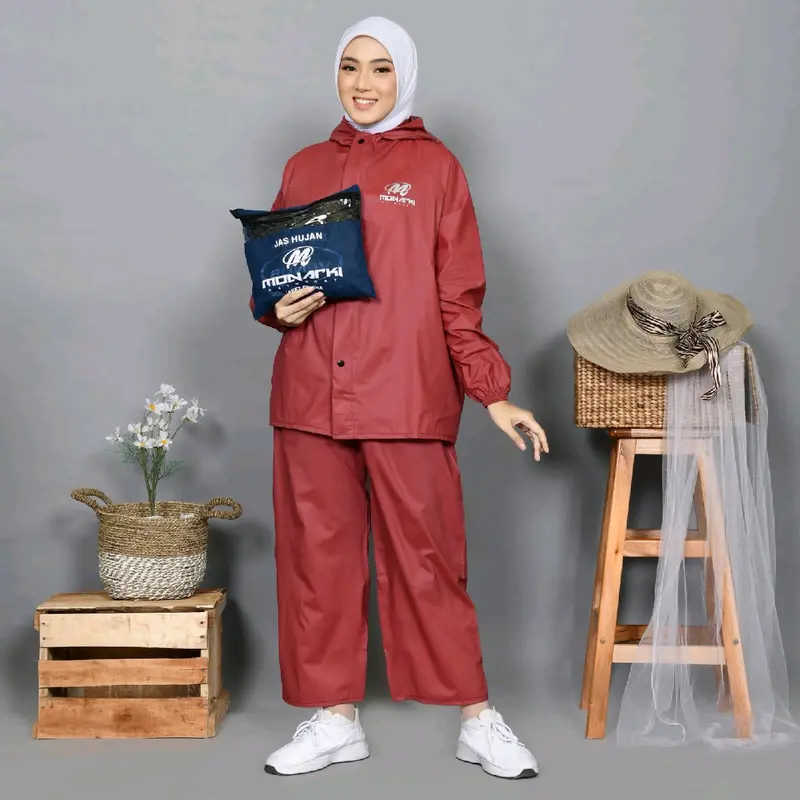 set telan jas hujan pria wanita BY MONARKI bahan PVC 025 anti rembes tahan lama 0