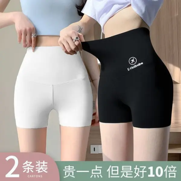 2024 Ice Silk Safety Pants Women's Summer Thin Anti-Exposure Outerwear Leggings plus Size Traceless Three Points Yoga Shark Pants
