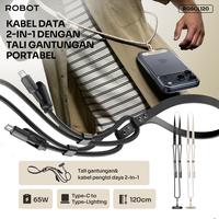 Gambar ROBOT RGSCC120/RGSCL120 Lanyard Tali Gantungan HP + Kabel Charger Data Cable 2in1 Type-C to Type-C atau Type-C to Lighning 65W Fast Charging 120cm - Garansi Tahun 1 Tahun - RGSCC120 Type-C to C - Apricot (Light Cream) dari ROBOT Audio Indonesia Kab. Tangerang 3 Tokopedia