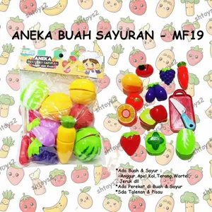 Mainan Anak Buah Potong MF19 & Kue MF20 dengan Buah Sayuran Lucu dan Perekat di Buah Sayuran