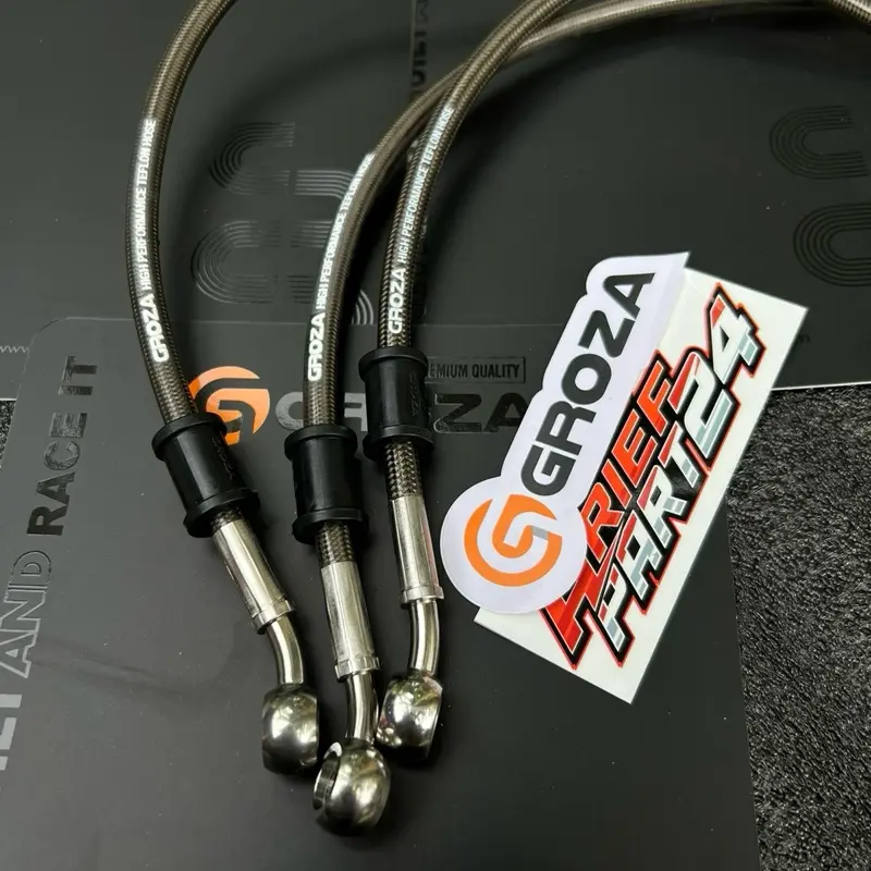 Selang Rem GROZA ENA-8 45 75 90 CM HITAM KARBON Universal all motor depan atau belakang