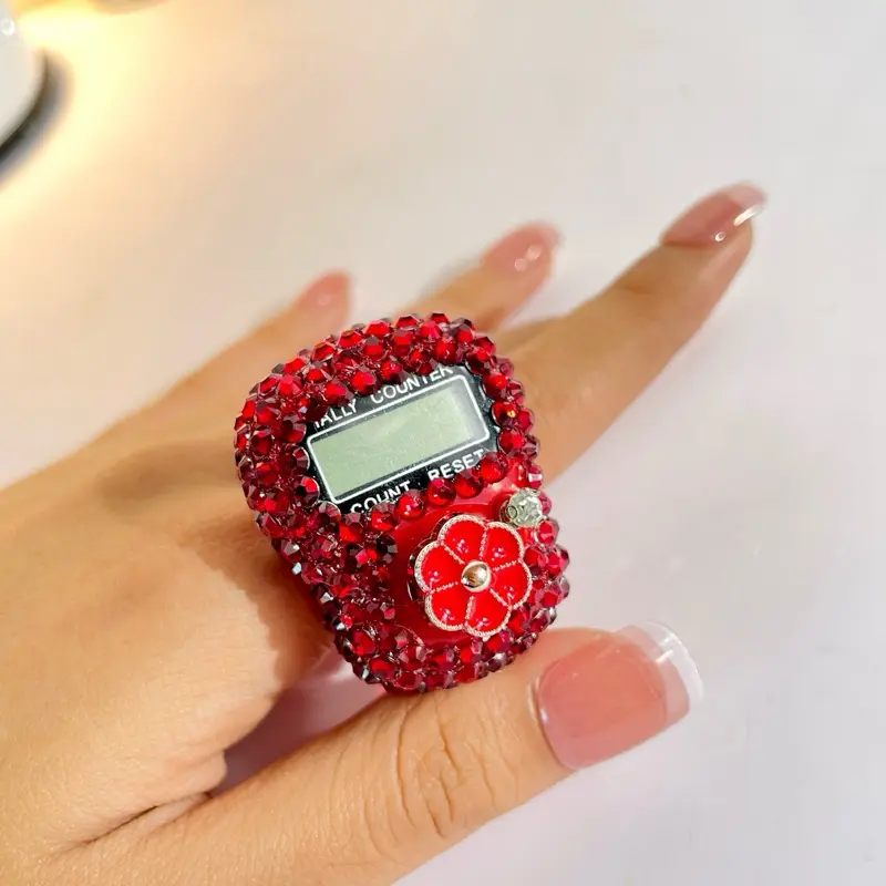MM- Tasbih Manik non led Motif Tombol bunga  Cantik - Tasbih digital cincin dzikir Muslim -  Haji 0