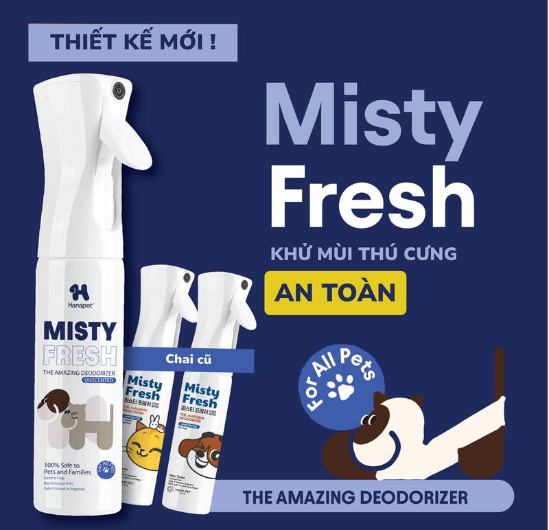 [Bao bì mới] Xịt khử mùi chó mèo Misty Fresh khử khuẩn an toàn cho thú cưng 300ml - Hana Pet Việt Nam