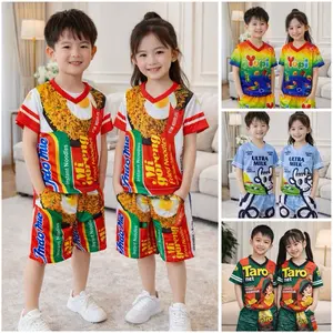 Setelan Harian Anak Laki Laki dan Perempuan 1-12 Tahun Bahan Dryfit Milano Motif Karakter Lucu Jersey Original Design Sublim V-neck Premium