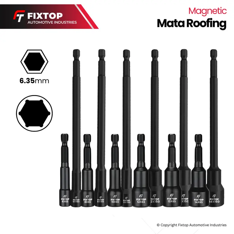 FIXTOP Mata Shock Roofing Magnet 1/4 Hex 6mm 8mm 10mm 12mm 13mm 14mm Magnetic Power Nut Impact Driver 0