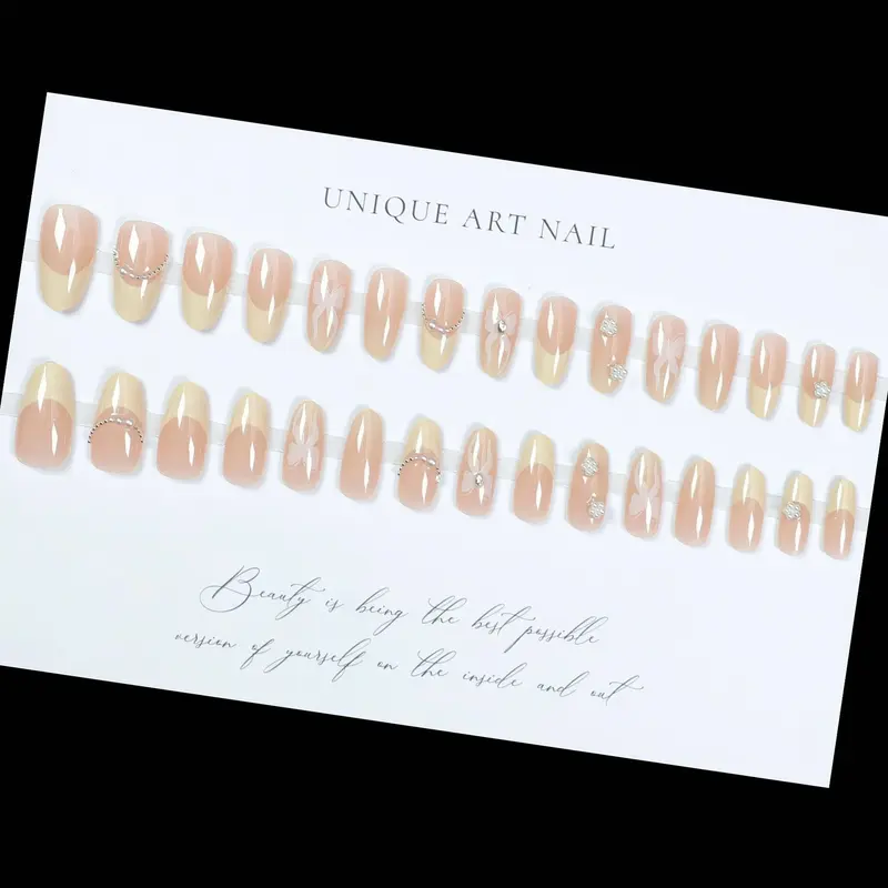 [MJ892] CHOCO NAILS- Bộ Nailbox 30 Mó.ng Form Nhọn Hạt Gạo Họa Tiết Nơ Xinh Nhẹ Nhàng Cực Xinh Đủ Size Cho Nữ Tặng Kèm Phụ Kiện Gắn Món.g 1