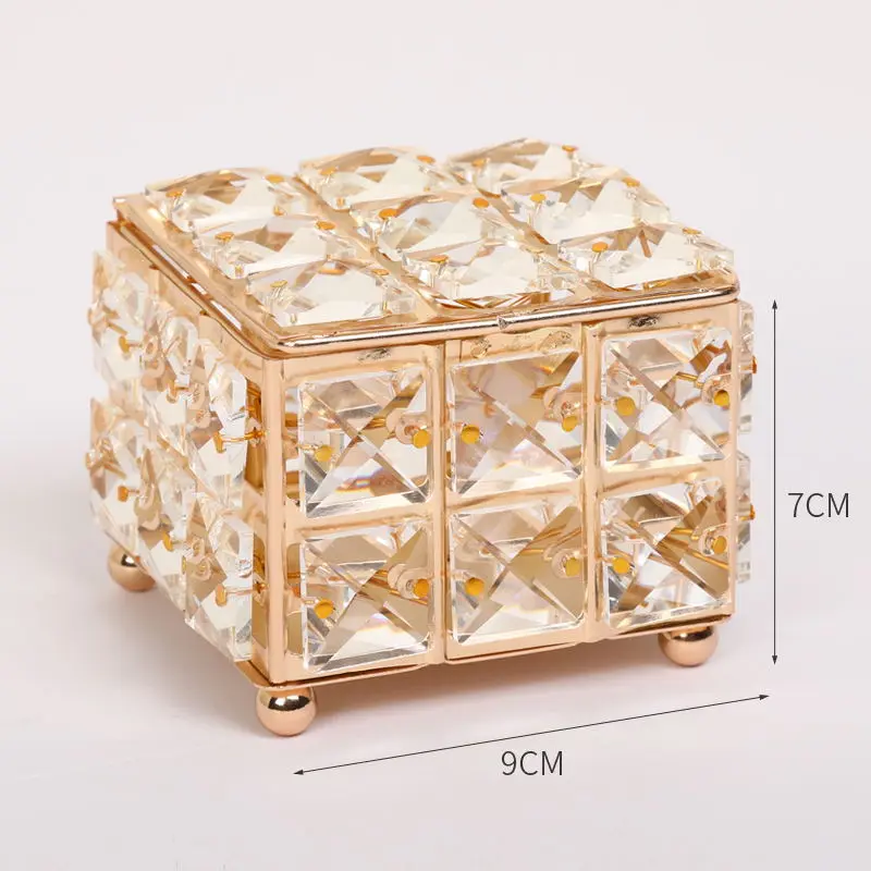 Emas Kotak Perhiasan Kristal Mini Tempat Perhiasan Organizer Accesories Kotak Perhiasan Kristal Mini Kecil 5