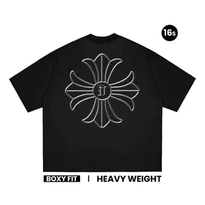 T-shirt 16s Oversized Kaos Heavyweight Independent Hitam Pria Wanita