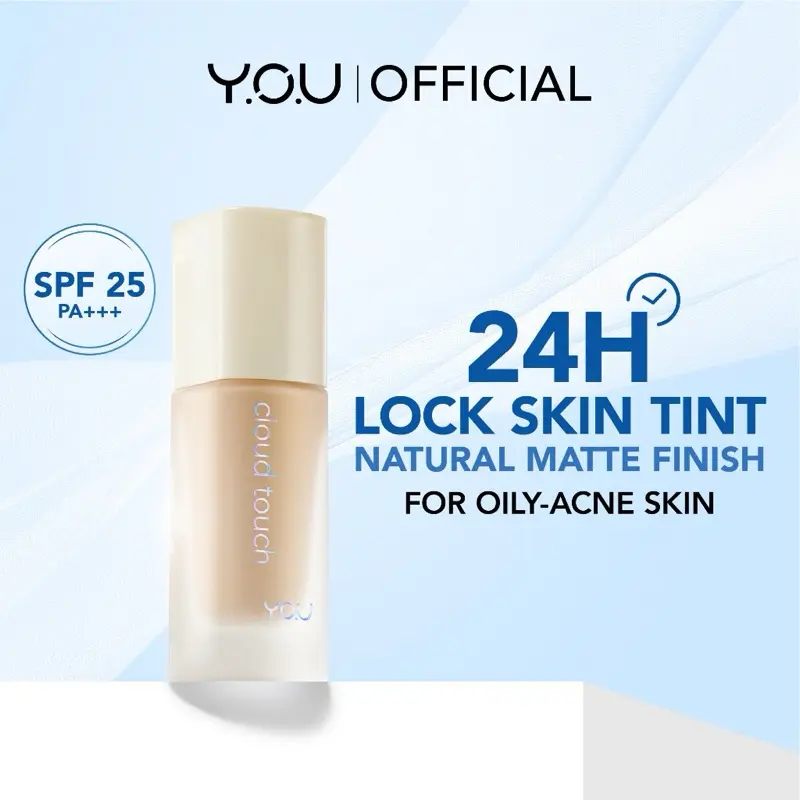 -BERKAH- YOU Cloud Touch Blurring Skin Tint | Liquid Foundation | Natural Matte Finish | Tahan Lama 24 | Bedak Wajah SPF | Kosmetik