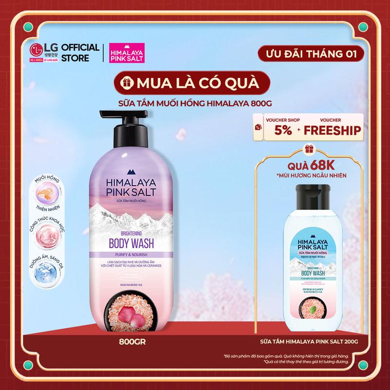   LG Daily Beauty Official  Combo 2 Sữa tắm muối hồng Himalaya Pink Salt làm sạch và dưỡng ẩm da 800g 