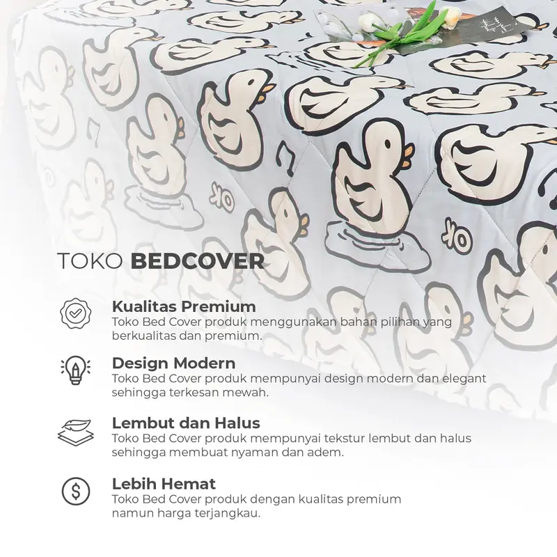 TOKO BEDCOVER [Bed Cover Only] - Selimut Motif Lucu Hangat dan Tebal Ukuran Single, Queen, dan King 120, 160, 180 CM Busa 7