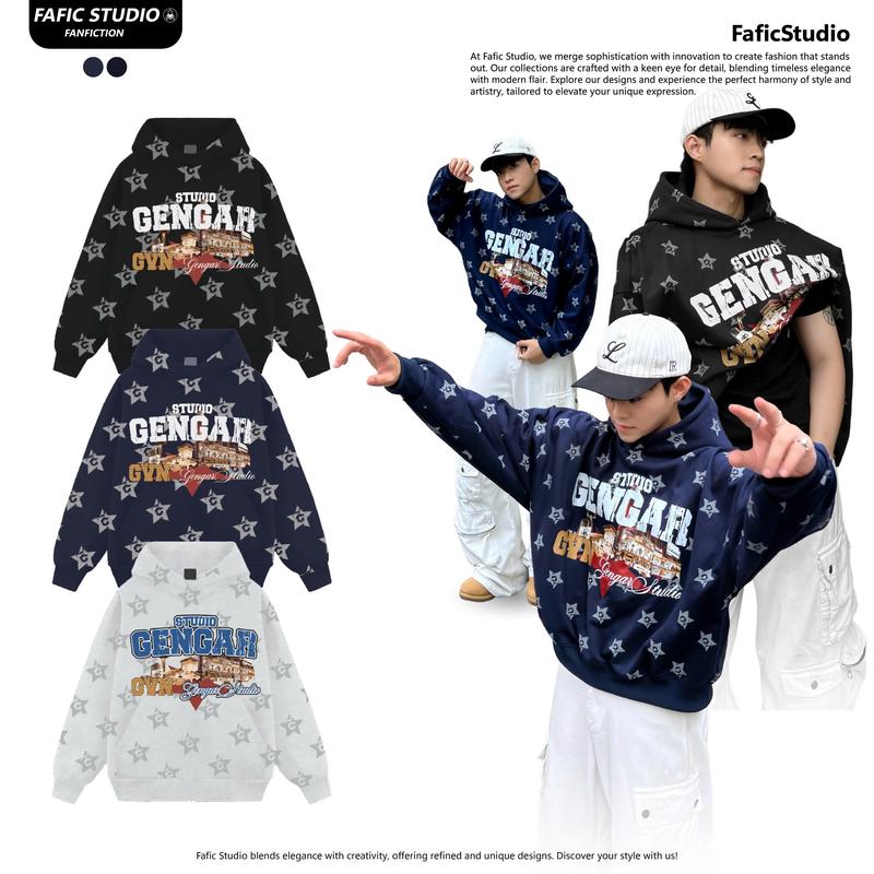 Áo Hoodie BOXY GENGAR STAR HOODIE Nỉ BÔNG FROM rộng 380gms Dáng Boxy Nam Nữ Unisex FAFIC STUDIO