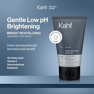 Kahf Bright Revitalizing Amino Gel Face Wash 100 ml – Sabun Cuci Muka Pria Kulit Sensitif untuk Mencerahkan Wajah dengan Vitamin C, Niacinamide, Gluconolactone, Panthenol – Gentle Cleanser Low pH for Daily Use