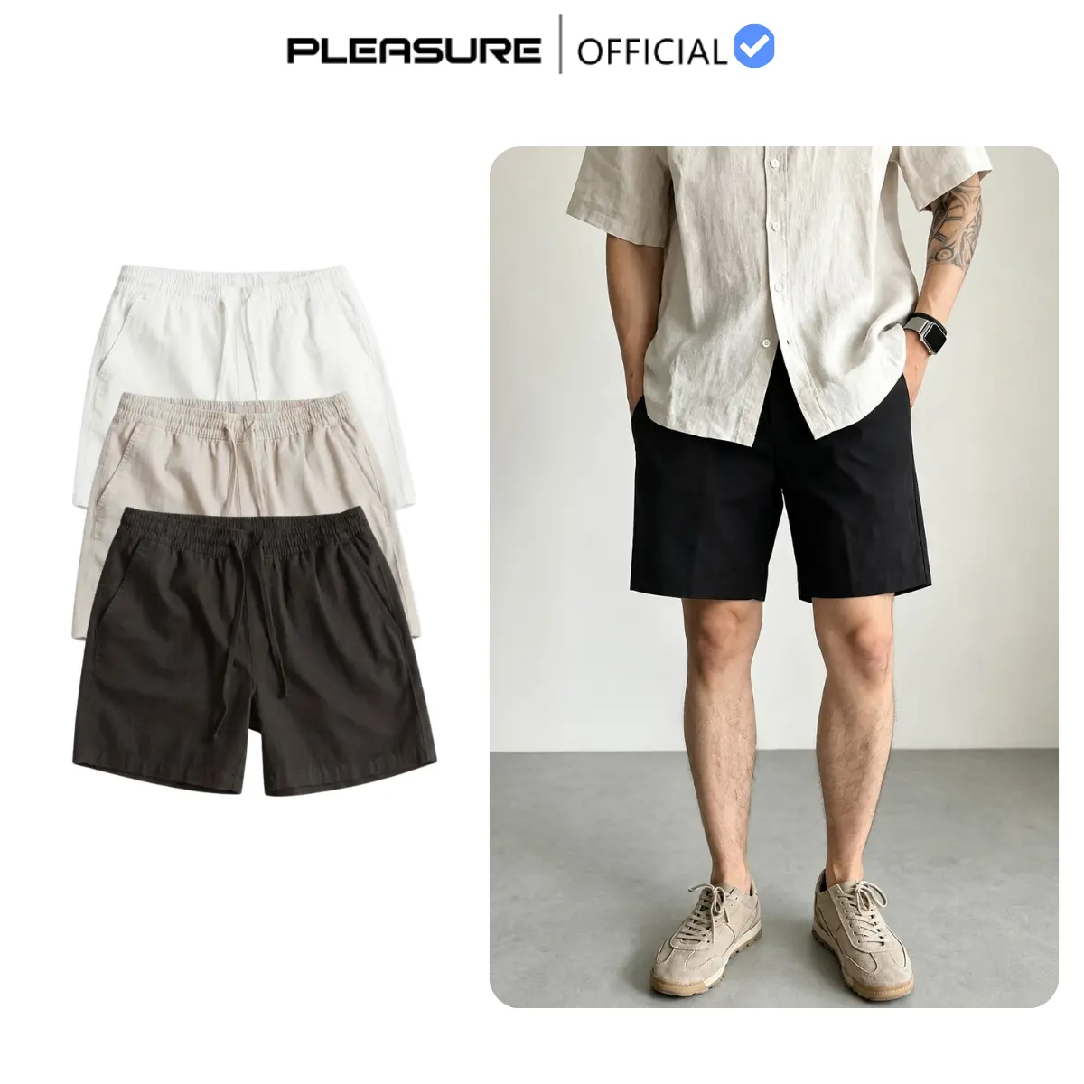 Quần Short Kaki Basic Sleek Pleasure form trên gối, Lưng Chun, Co Giãn Thoải Mái,Trẻ Trung Năng Động 22
