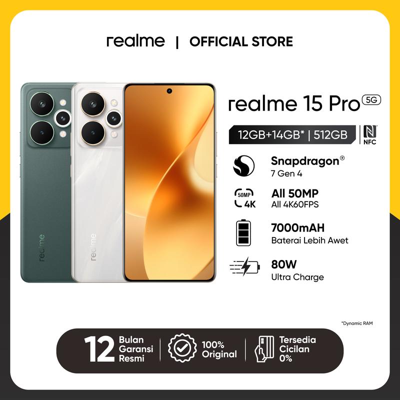realme 15 Pro 5G 12GB+14GB* | 512GB | 50MP Sony AI Camera | Qualcomm ...