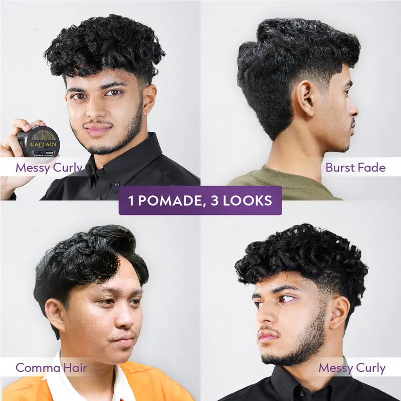 Captain Men's Care Curly Cream Pomade 30gr / Pomade Pria / Medium Hold / Medium Shine / Moisturizing / Melembabkan Rambut / Membuat Rambut Ikal Kering Menjadi Lembut Berkilau Perawatan Cowok 5