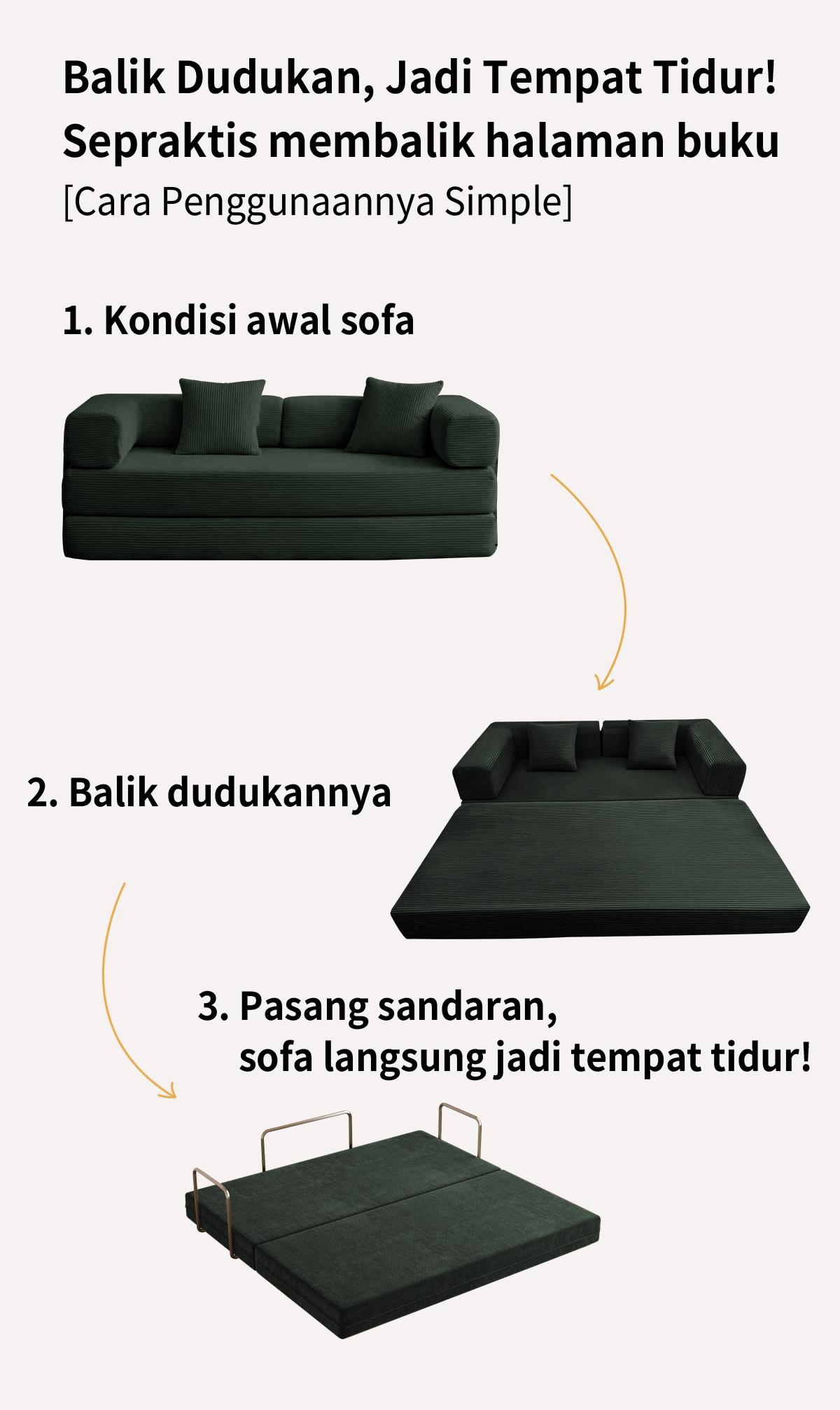MossWood Sofa Bed Lipat Retro 2026 Desain Teddy Kecil untuk Ruang Tamu Kombinasi Moduler 2in1