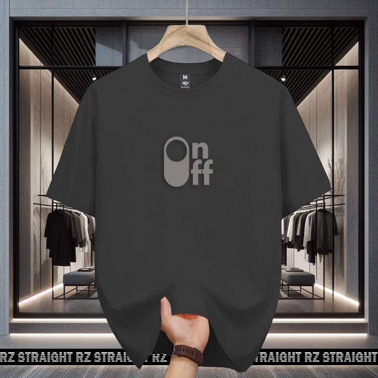 Baju Kaos Pendek Rz Straight On Off Motif Silver Casual Unisex Sablon Cowok - Fit, Panjang 0
