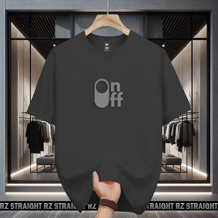 Baju Kaos Pendek Rz Straight On Off Motif Silver Casual Unisex Sablon Cowok - Fit, Panjang 0
