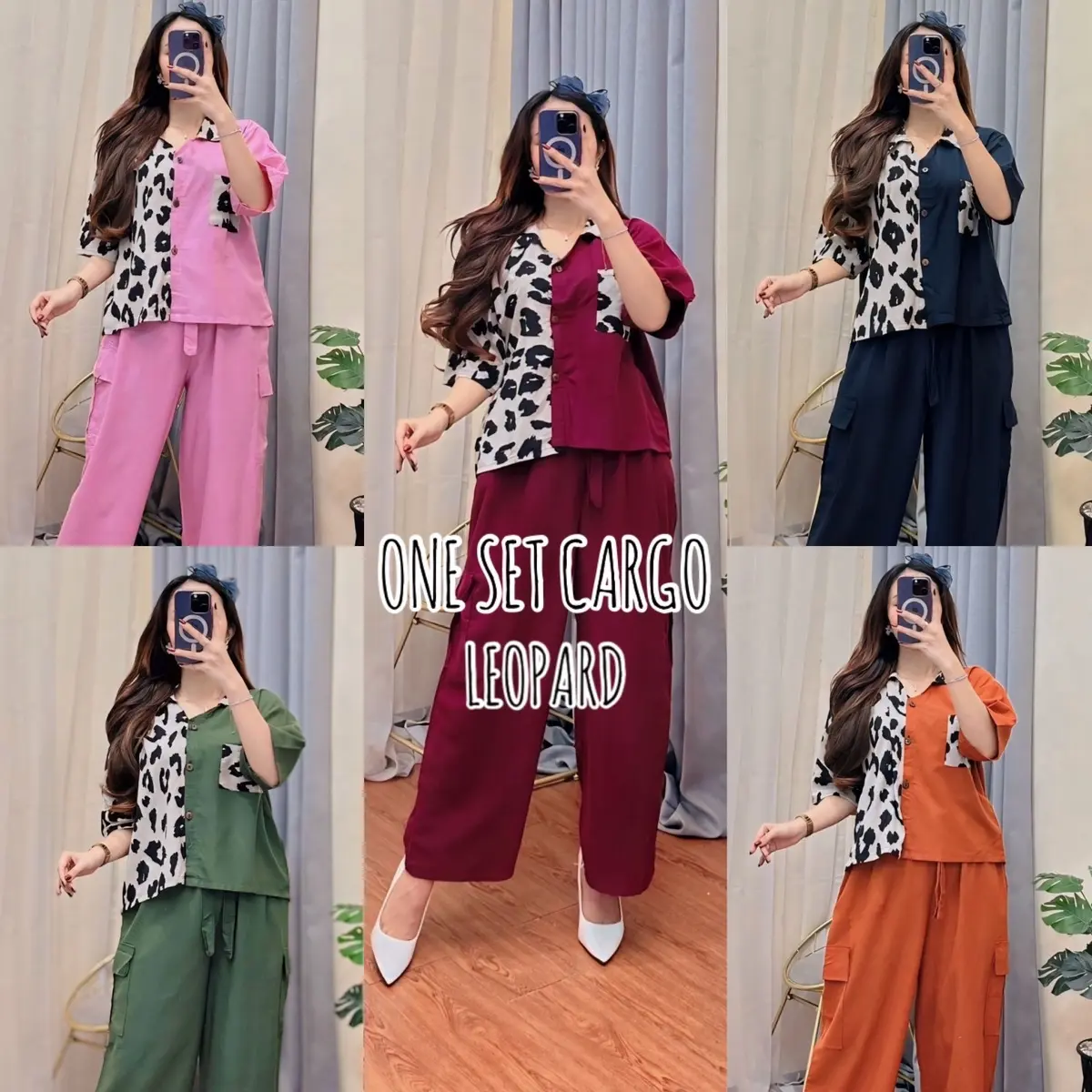 One Set Cargo Terbaru Bahan Rayon Premium Motif Terbaru Leopard Setelan Wanita Panjang