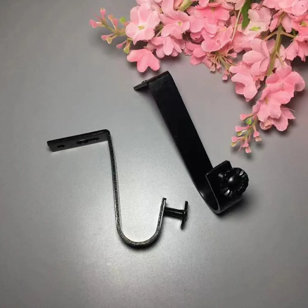 allsiblthy- Curtain Rod Bracket Wall Anchors Iron Curtain Rod Bracket Ceiling Curtain Pole Bracket Household Supply with Mounting Screws