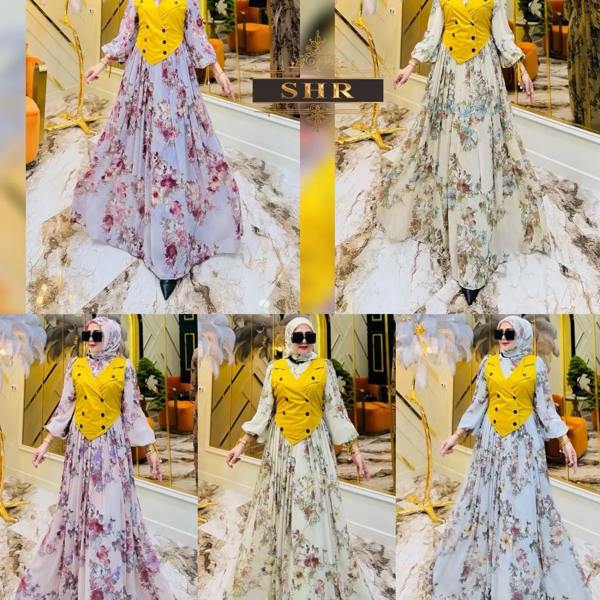 BISA COD!! NEW READY MAXI DRESS HURU-HARA ROMPI FLOWERS CERUTY SET HIJAB BY SHR SIAP KIRIM